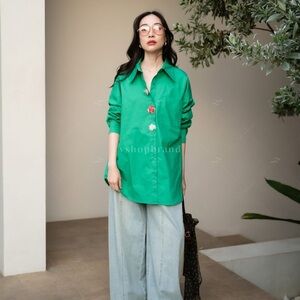 Green Button-Up Shirt